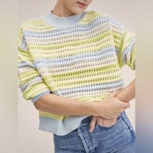 Mango Striped Pastel Cropped Sweater